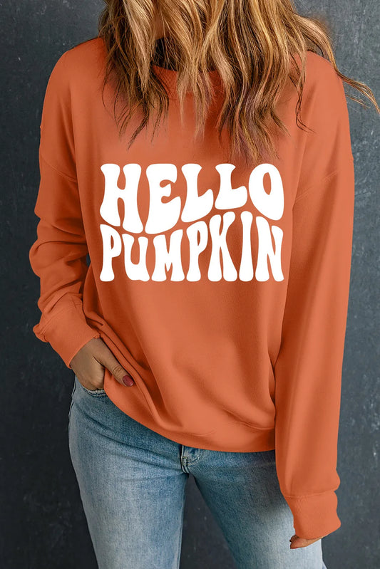 Letter Graphic Round Neck Womens Long Sleeve Sweatshirt