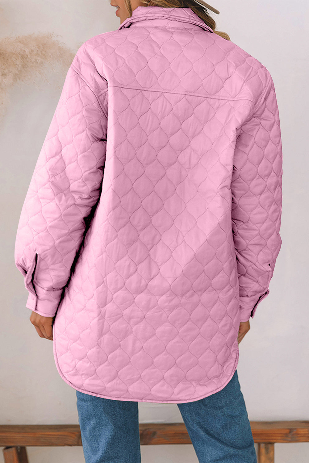 Quilted Snap Down Collared Winter Coat