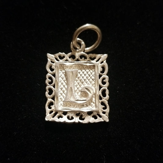 Vintage Sterling Silver .925 monogram L Necklace Pendant - Unisex