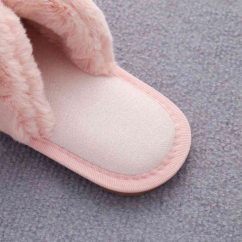 Faux Fur Open Toe Slippers