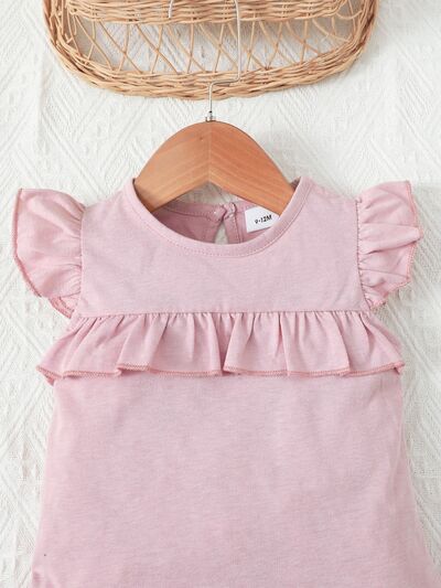 Girls Ruffled Round Neck Mini Dress