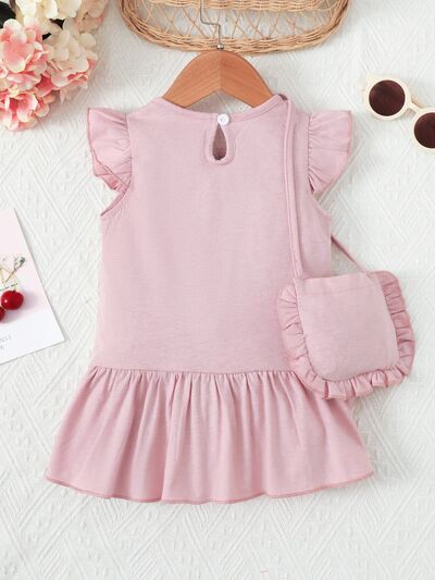 Girls Ruffled Round Neck Mini Dress