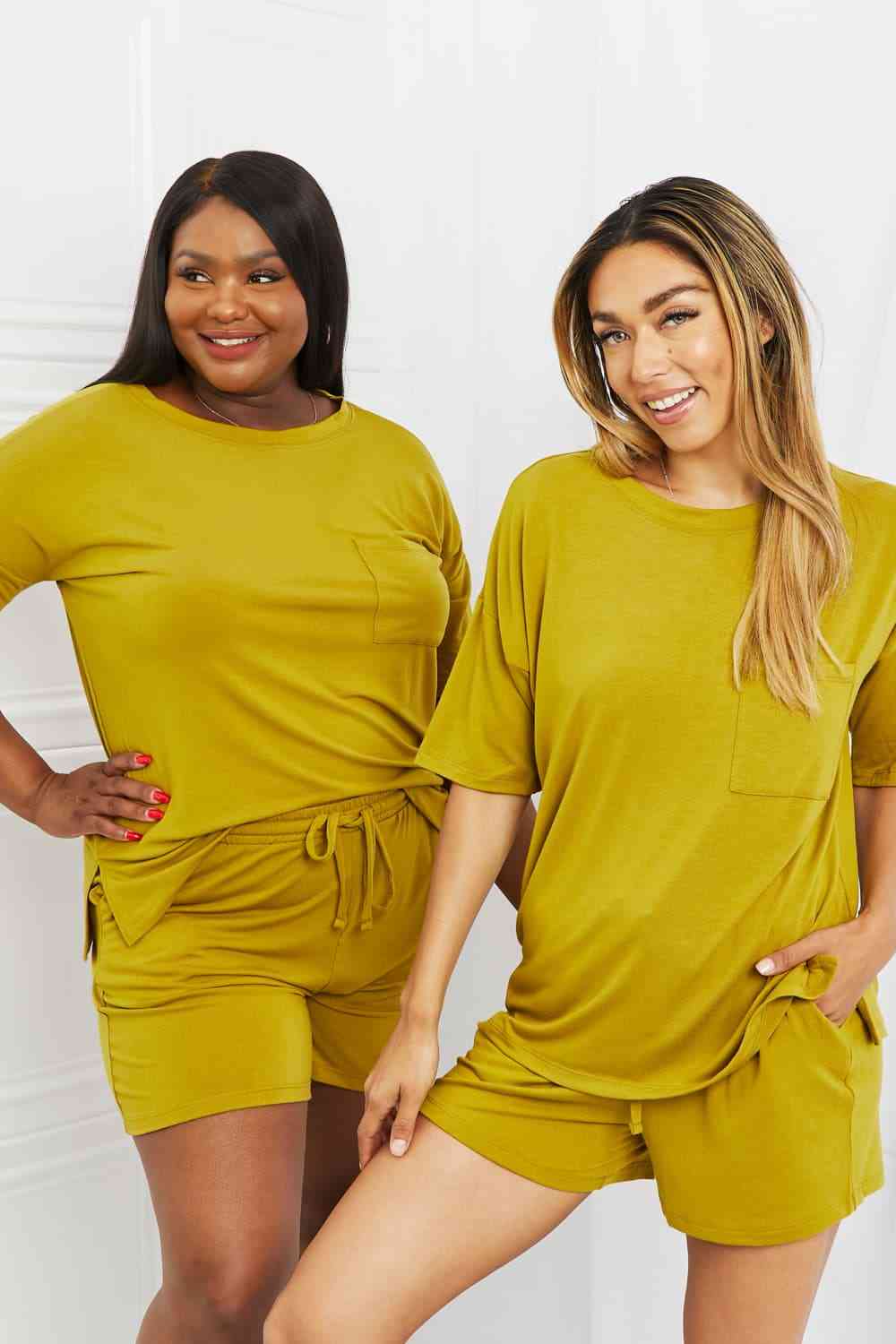 Zenana In The Moment Lounge Set in Olive Mustard