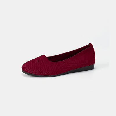 Round Toe Knit Ballet Flat Shoes