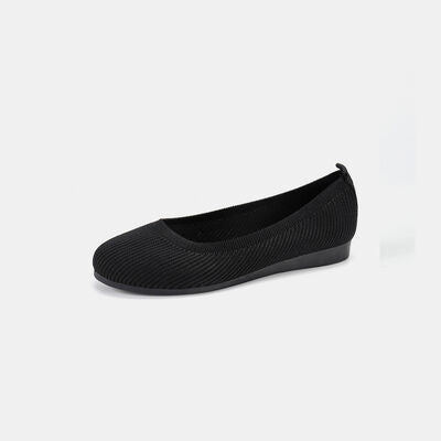 Round Toe Knit Ballet Flat Shoes