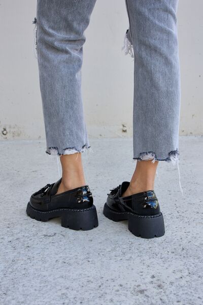 Forever Link Tassel Detail Mid Heel Chunky Loafer Shoes