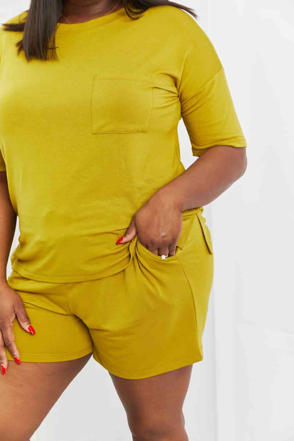 Zenana In The Moment Lounge Set in Olive Mustard