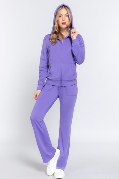 ACTIVE BASIC French Terry Zip Up Hoodie and Pants Set