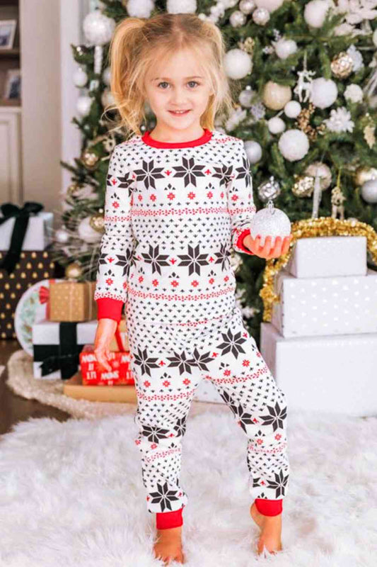 Kids Snowflake Pattern Top and Pants Set