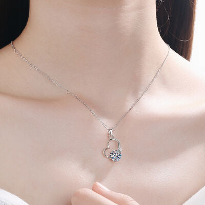 🔥Super Sale...2 Carat Moissanite Heart 925 Sterling Silver Necklace