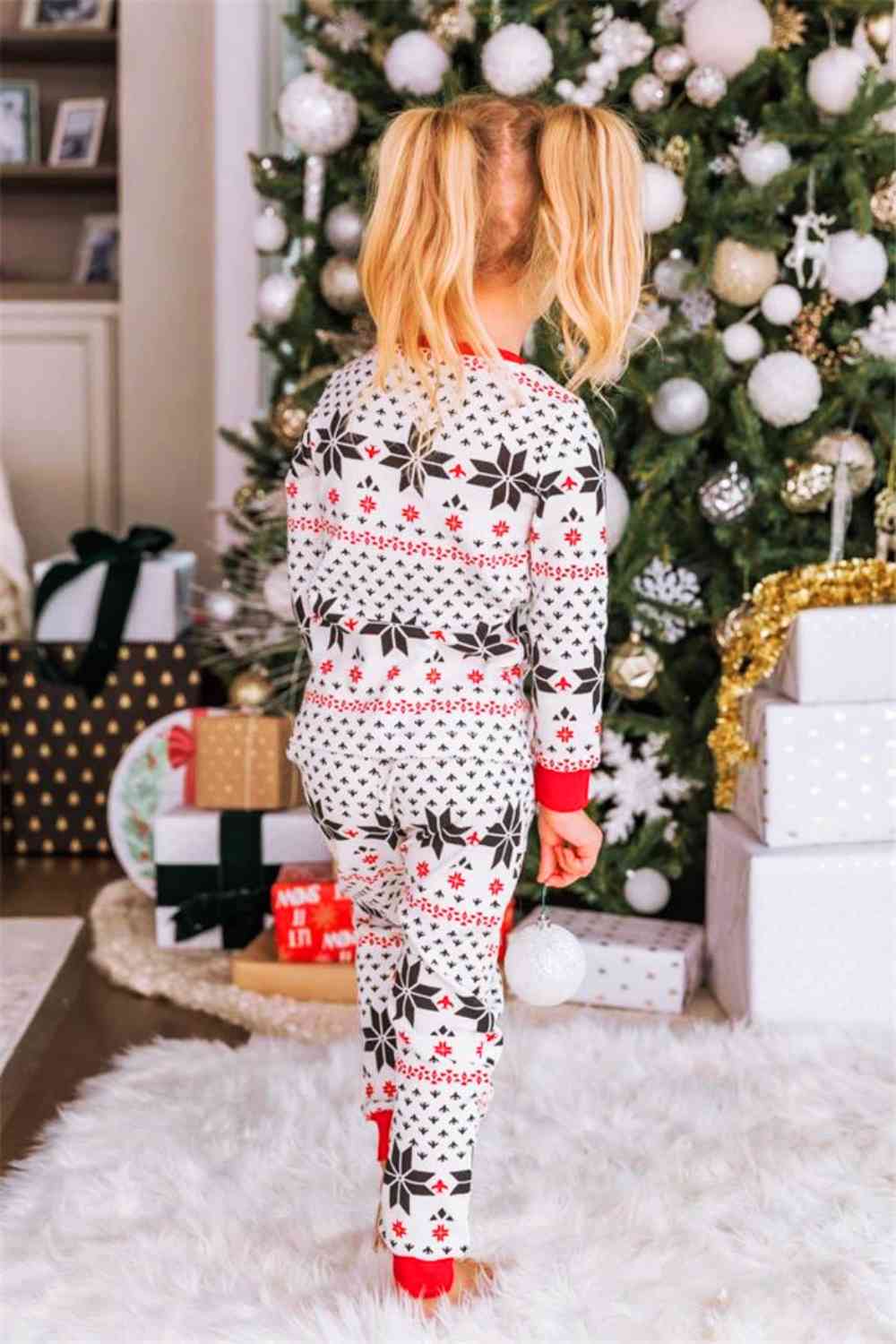 Kids Snowflake Pattern Top and Pants Set