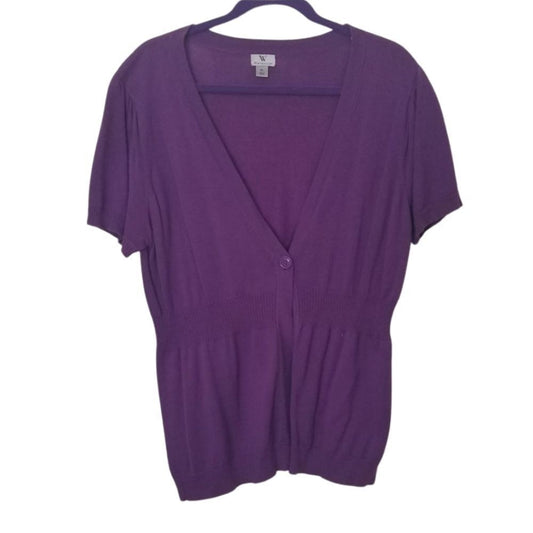 Short Sleeve Purple Cardigan Sweater c1