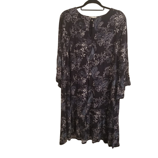 Beautiful Dark Navy Blue Womens Midlength Dress with Paisley and floral print C1