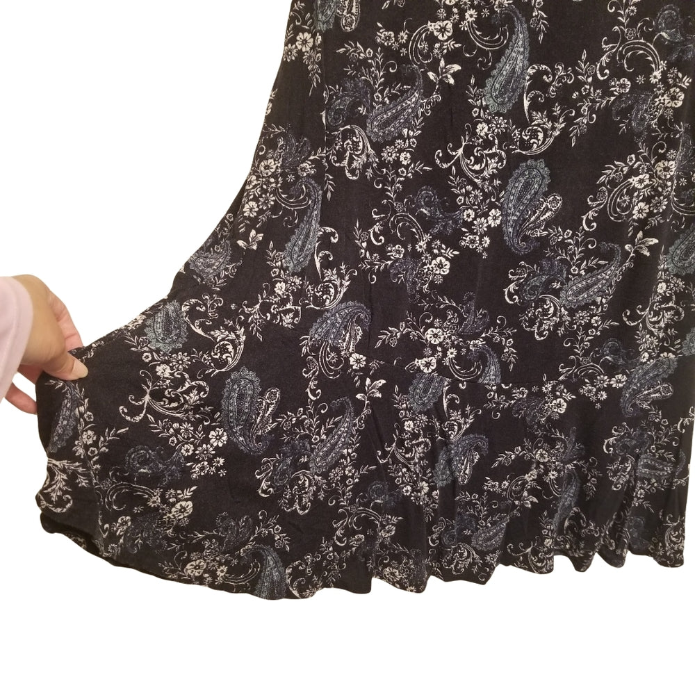 Beautiful Dark Navy Blue Womens Midlength Dress with Paisley and floral print C1
